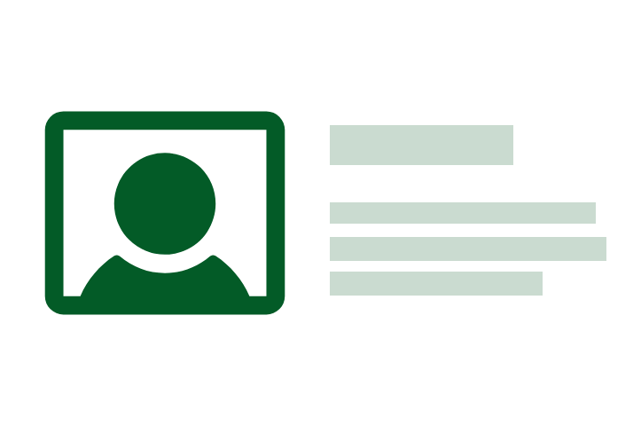 Profile card illustration: a portrait with lines of text